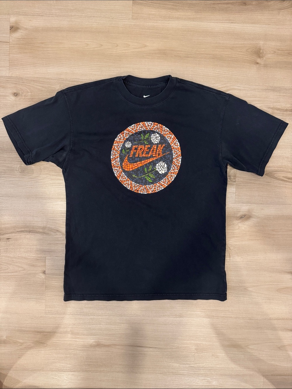 Men’s Small Nike Black Tee with Orange 'Freak' Circular Graphic Gianni’s series